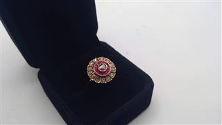 Vintage Ruby Unisex Stone & Diamond Ring 13 Diamonds 1.53 Carat T.W.